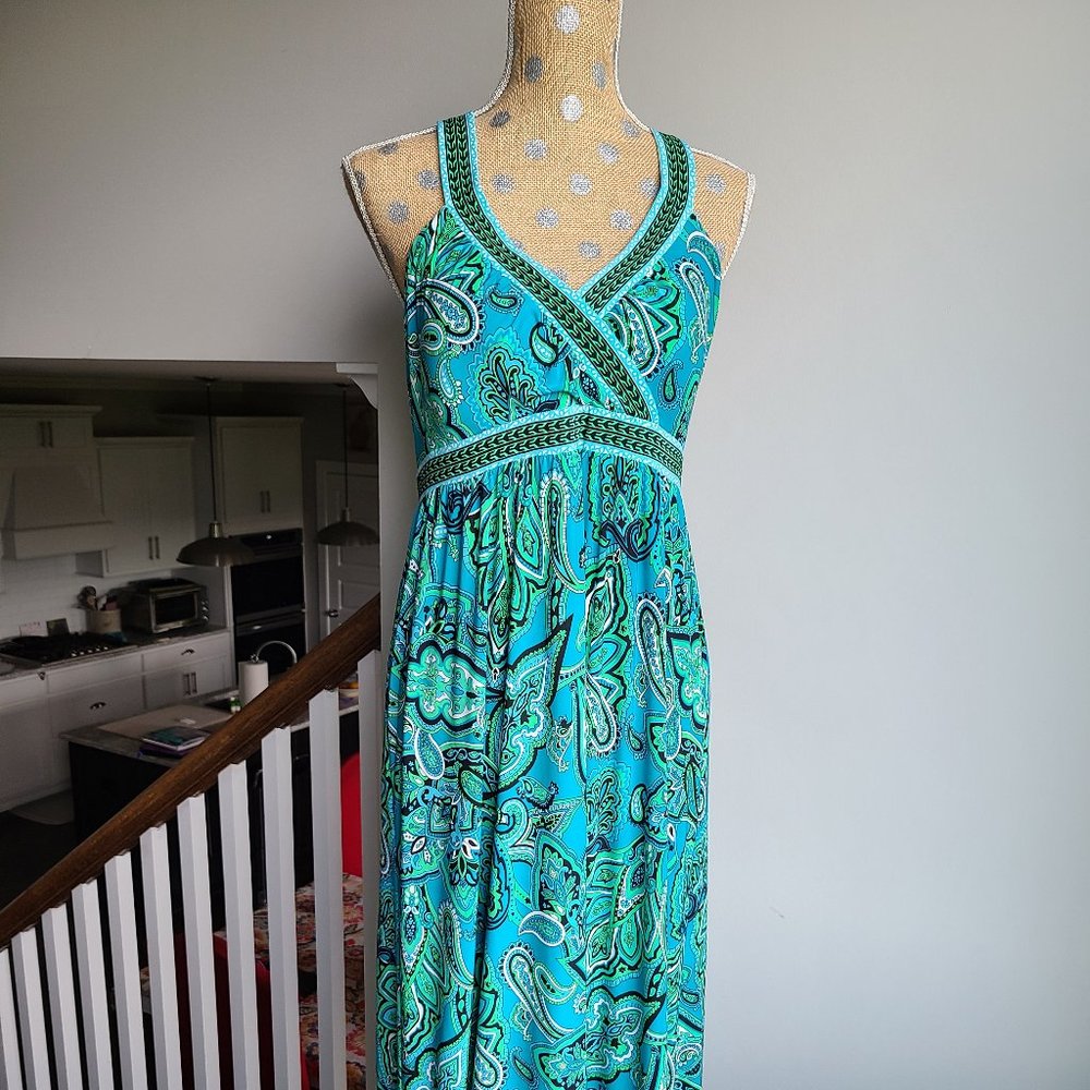 INC International Concepts Blue/Green Maxi Dress